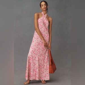 BHLDN Ruby Twist Halter Satin Gown